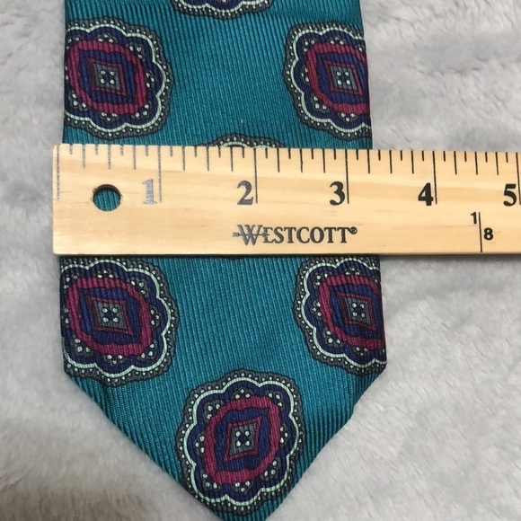 Robert Talbots Aqua Blue Print Tie - Picture 6 of 7